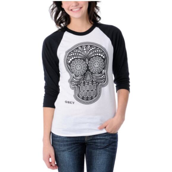 Obey Tops - Obey Sugar Skull Tee Shirt